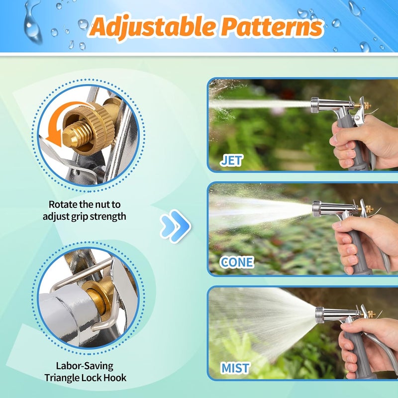 AUTOMAN Full Size Garden Hose Nozzle 2 Pack, High Pressure Pistol Grip Water Nozzle Sprayer with Threaded Front, Adjustable Spray Water Flow for Washing Car, Cleaning Ground, Watering Plants - Image 4